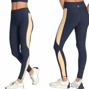 Johnny Was Calme Color Blocked Leggings Women’s Navy Blue Gold Size XS